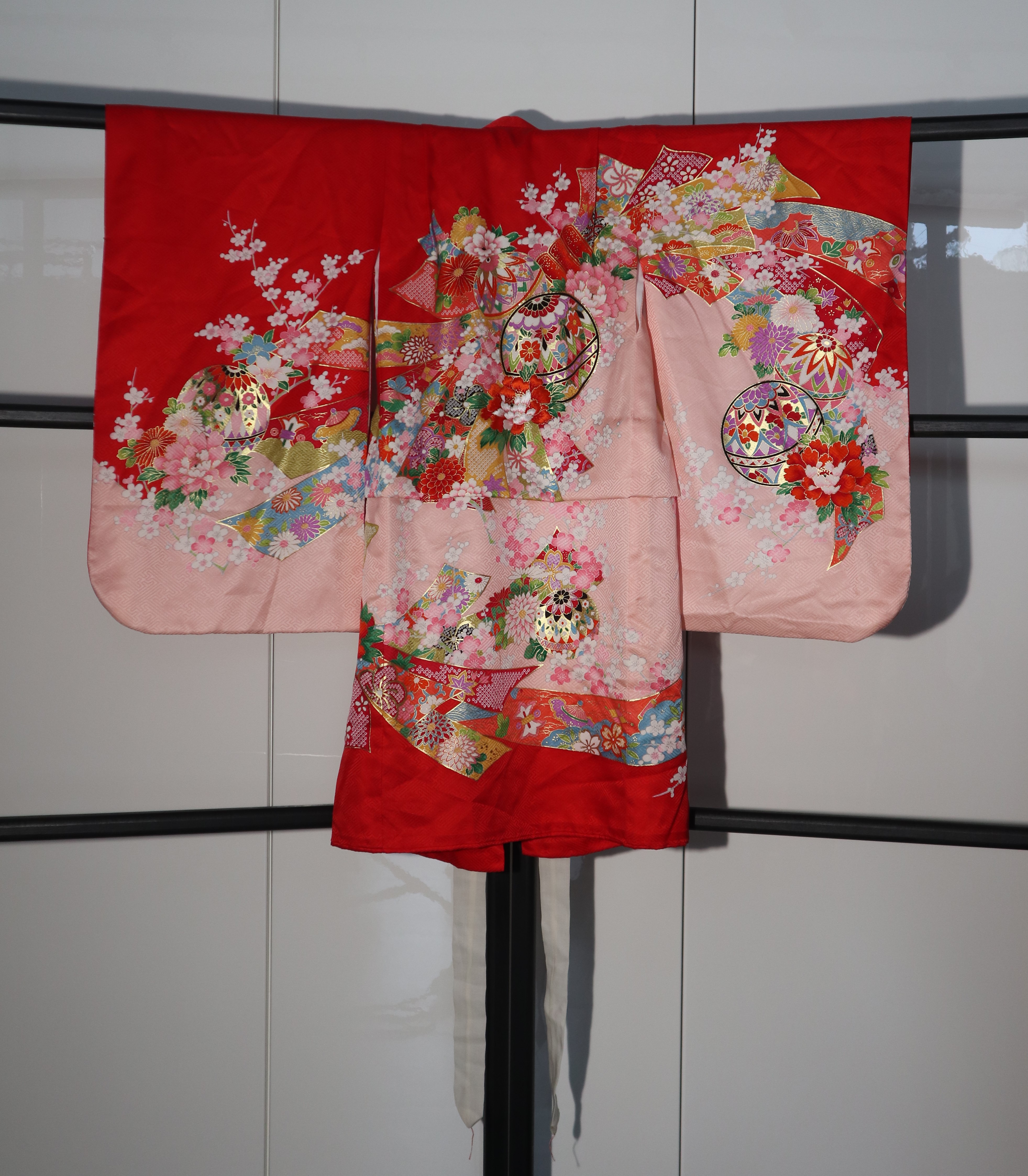 Vintage Kimono Kinder - rot / rosa
