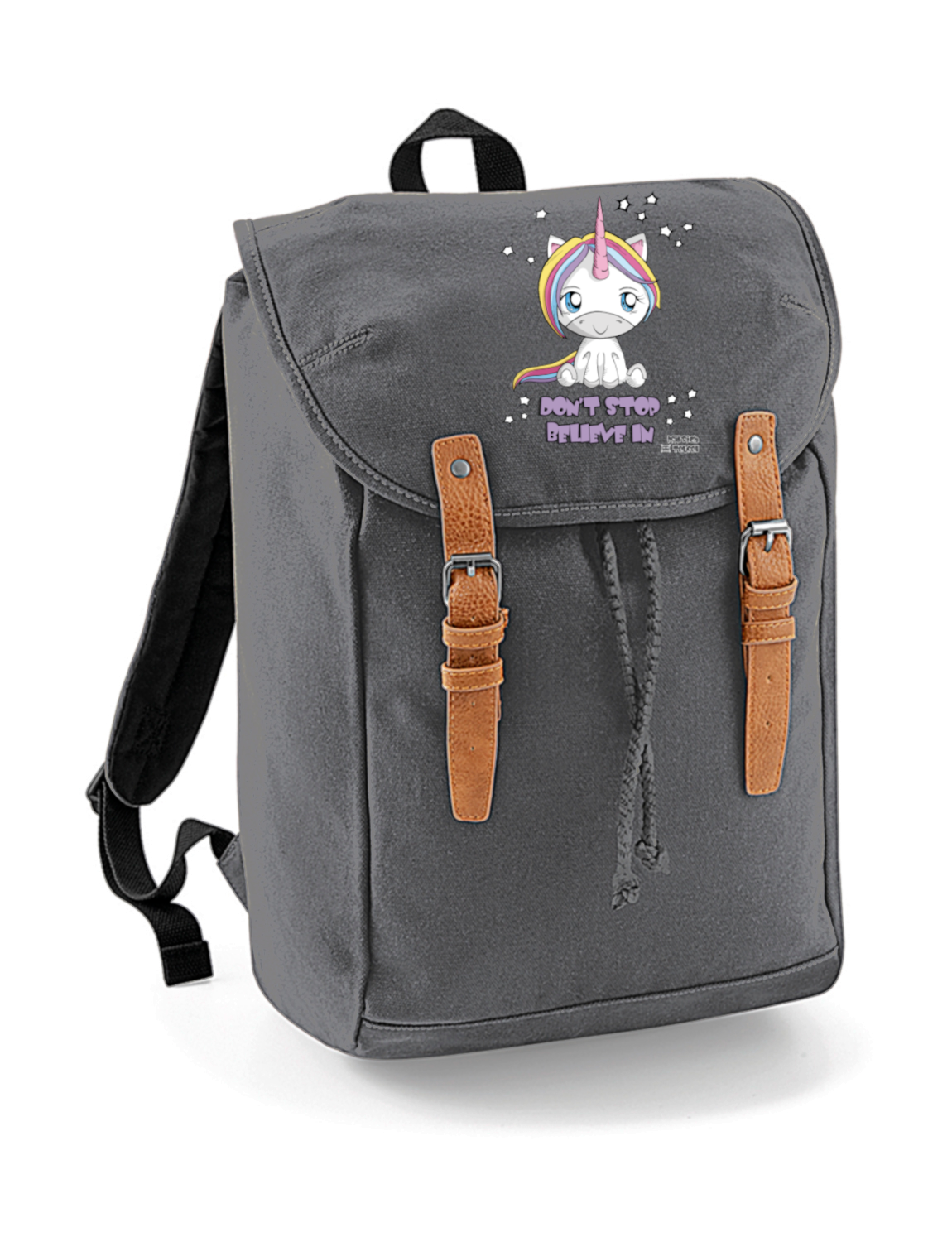 Rucksack Canvas Don't Stop Belive In grau