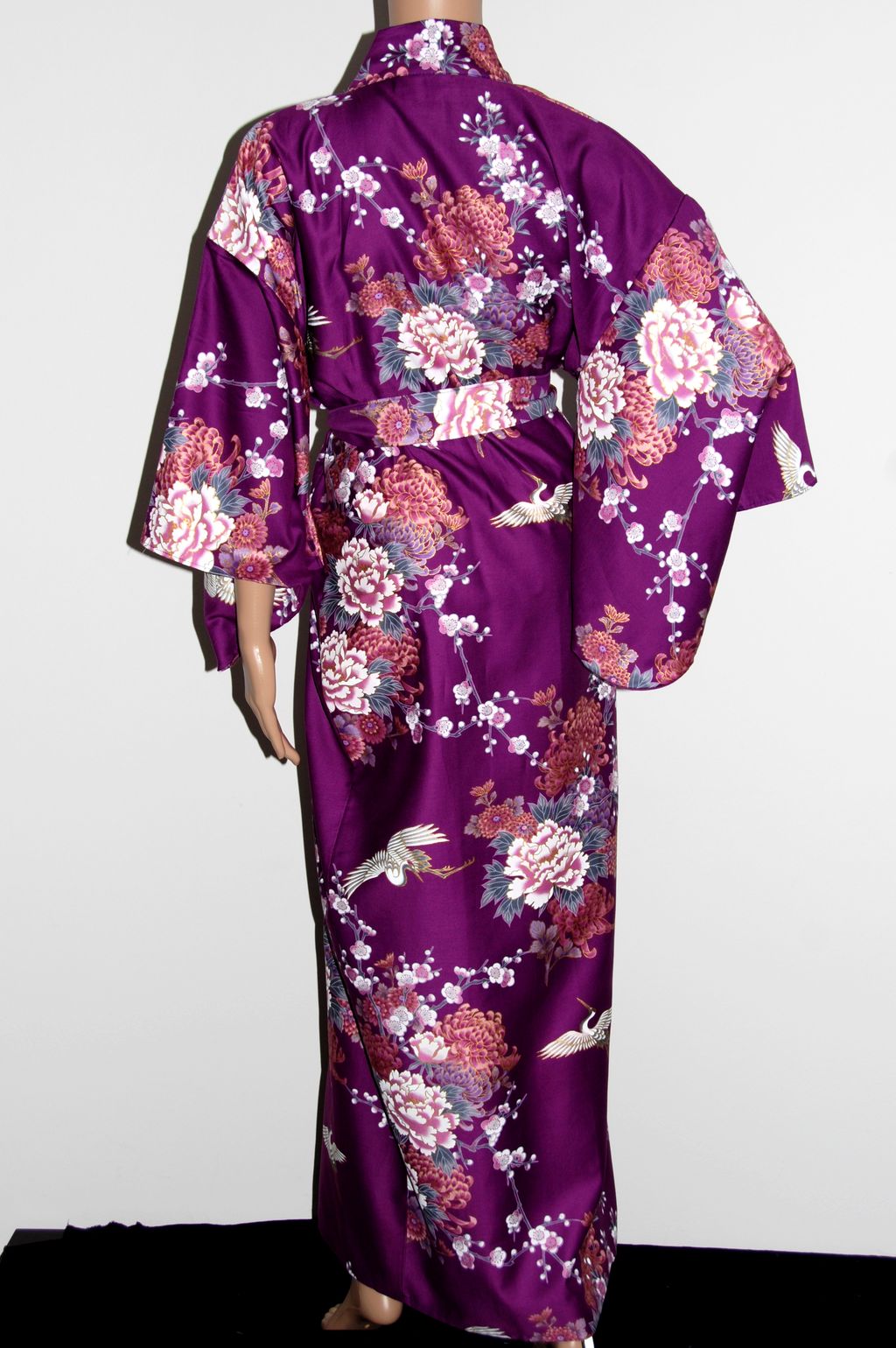 Kimono - Damen- Lila Kranich & Pfingstrose