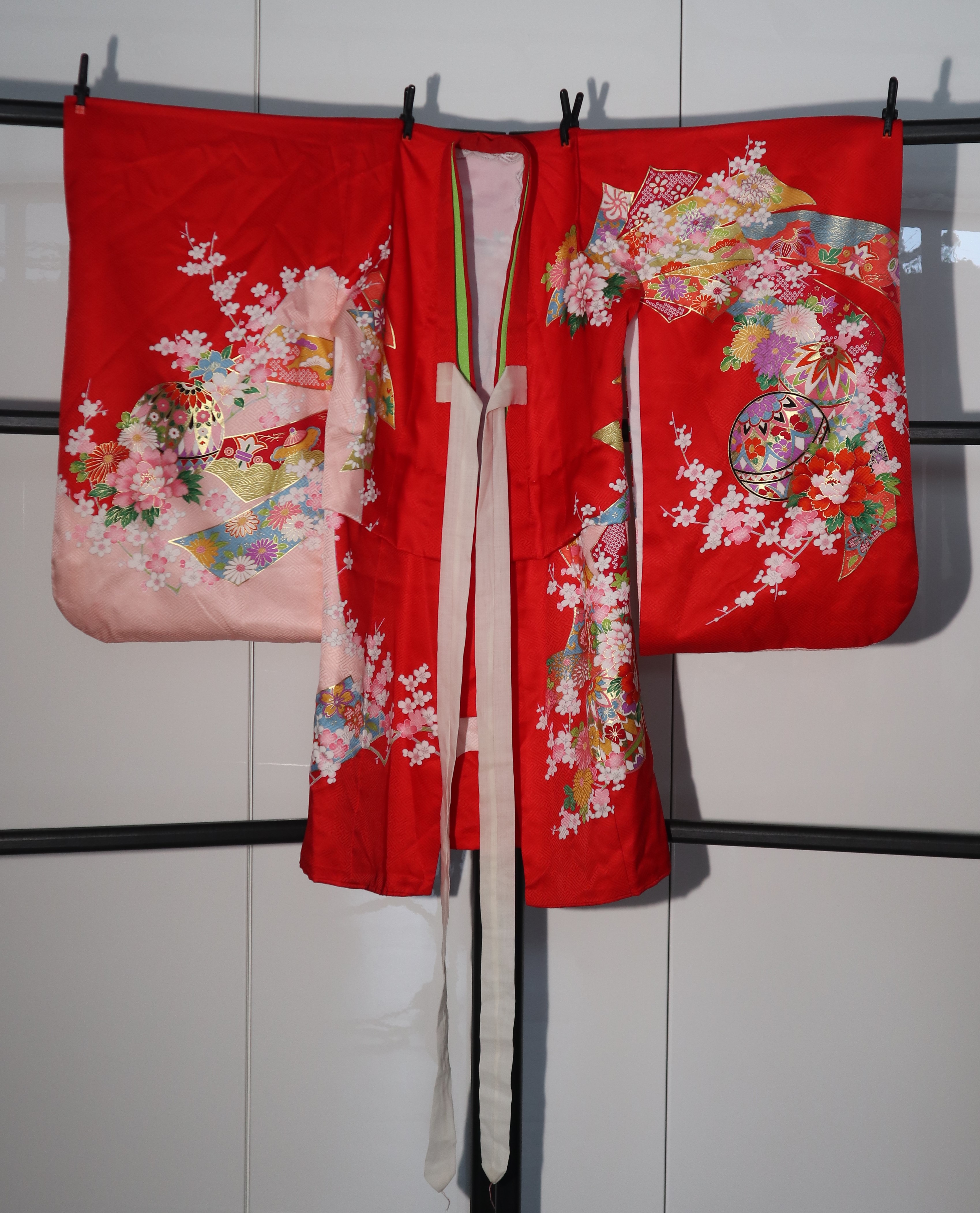 Vintage Kimono Kinder - rot / rosa