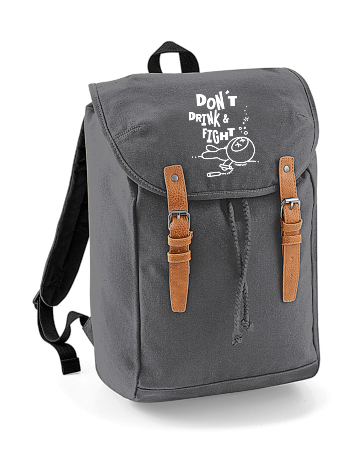 Rucksack Canvas Don't Drin and Fight grau